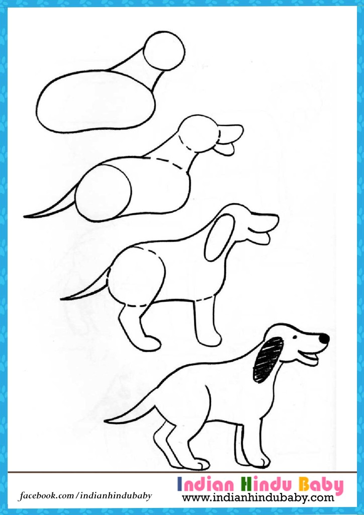 Dog step by step drawing for kids