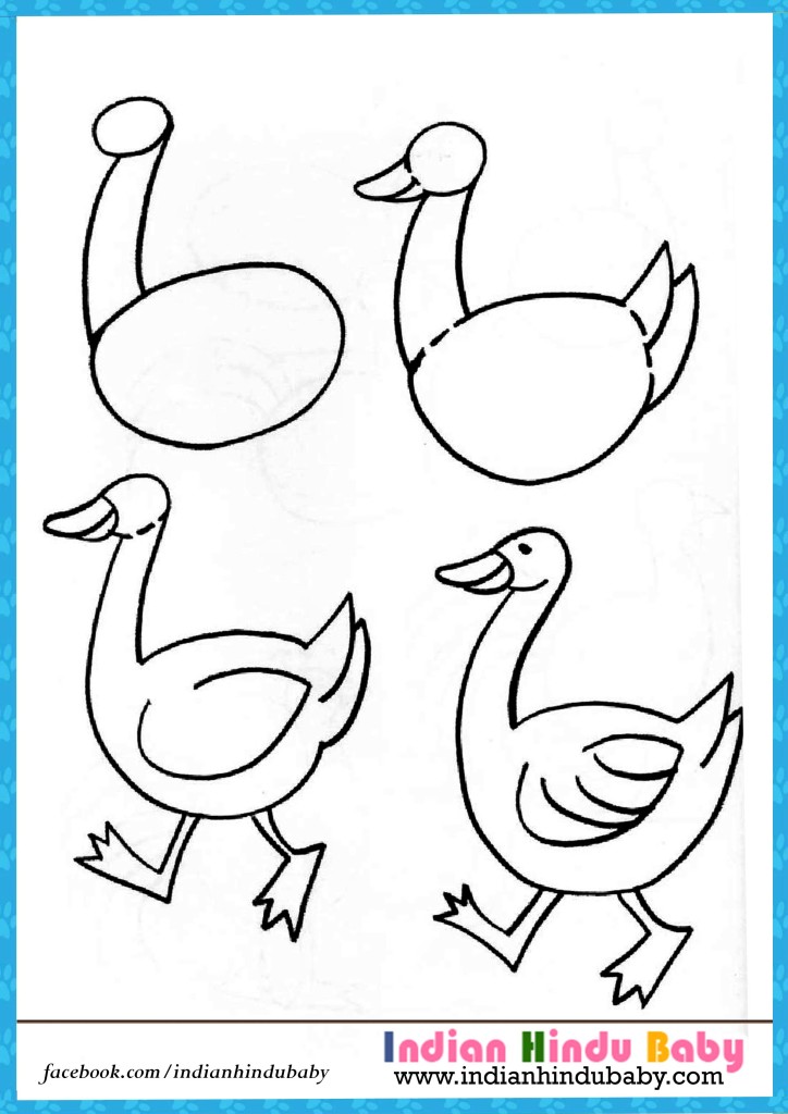 Duck step by step drawing for kids