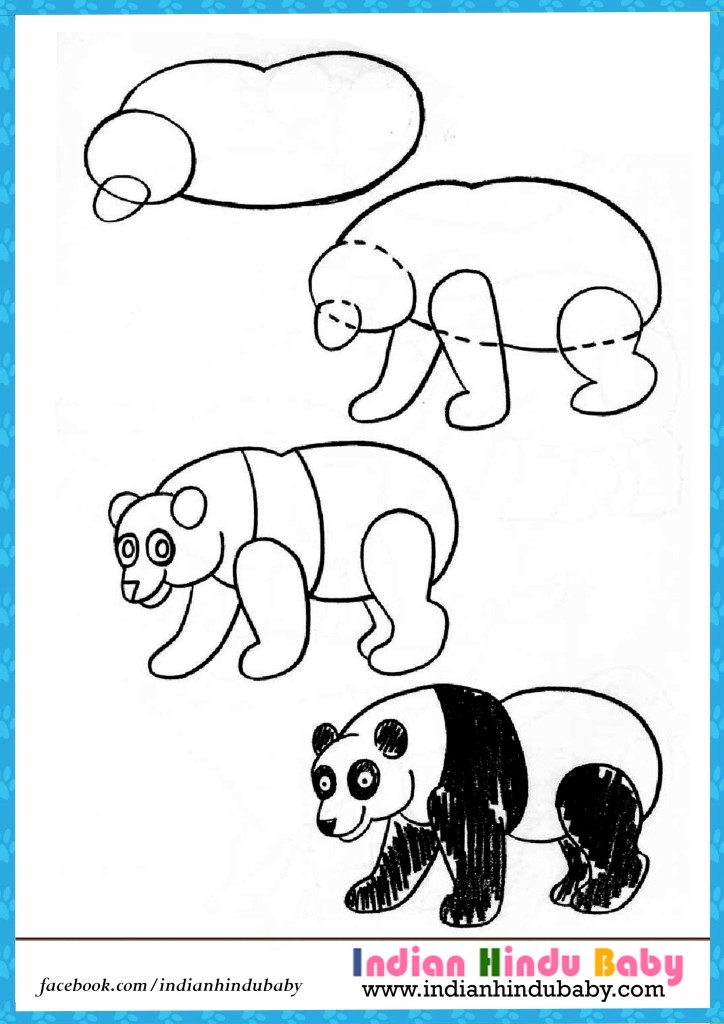 Panda step by step drawing for kids