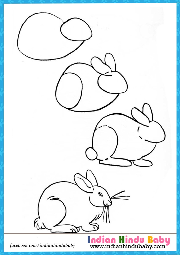 Rabbit step by step drawing for kids