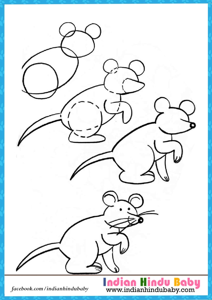 Rat step by step drawing for kids
